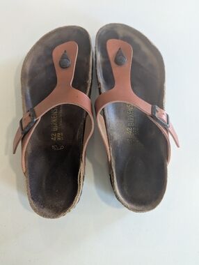 Birkenstock Metallized dark orange copper Thong Sandal 42 Size women's 11 men 9